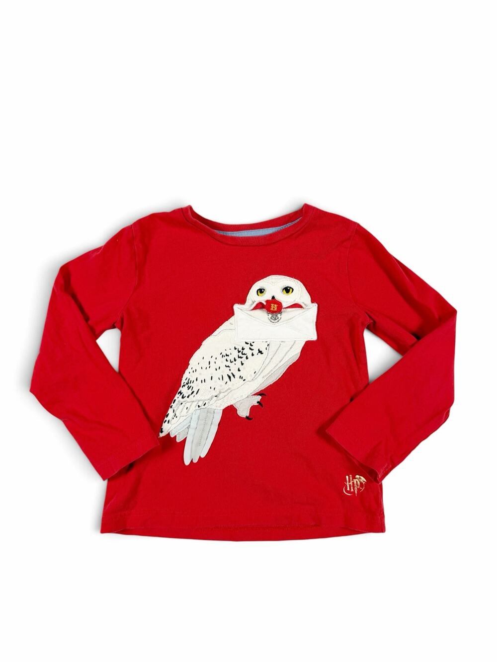Mini Boden Harry Potter Kids Hedwig Interactive Flap Shirt Red Size 3-4